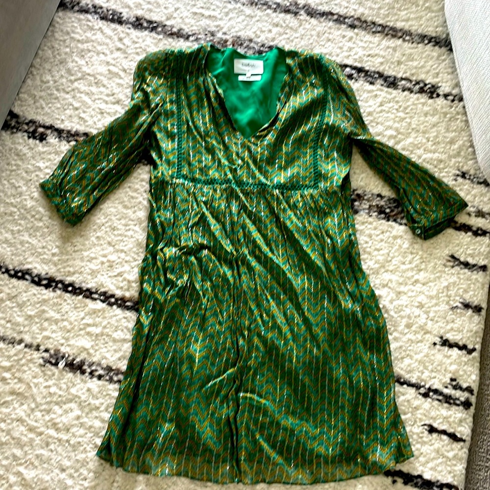 Ba&sh size 0 xs 3/4 sleeve green dress